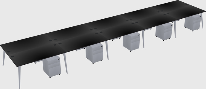Shared rectangular office desk system