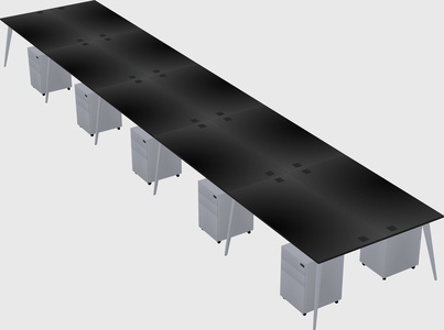Shared rectangular office desk system