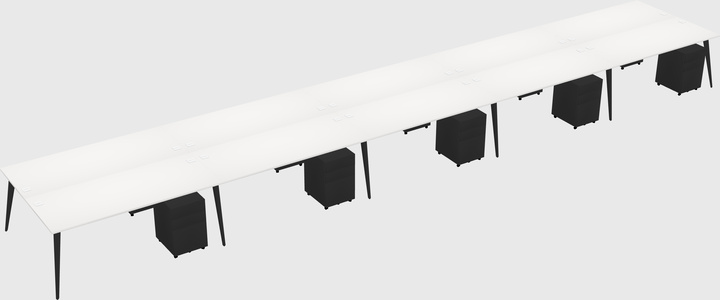 Shared rectangular office desk system