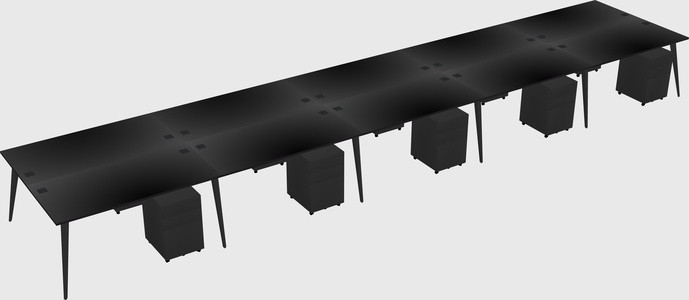 Shared rectangular office desk system
