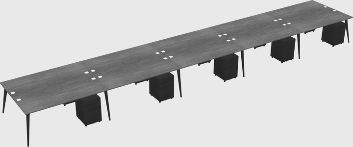 Shared rectangular office desk system