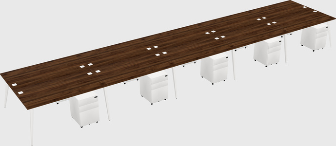 Shared rectangular office desk system