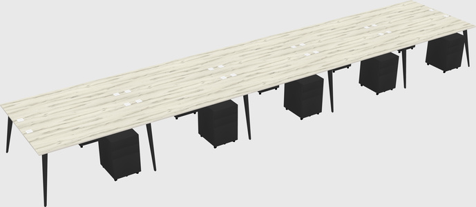 Shared rectangular office desk system