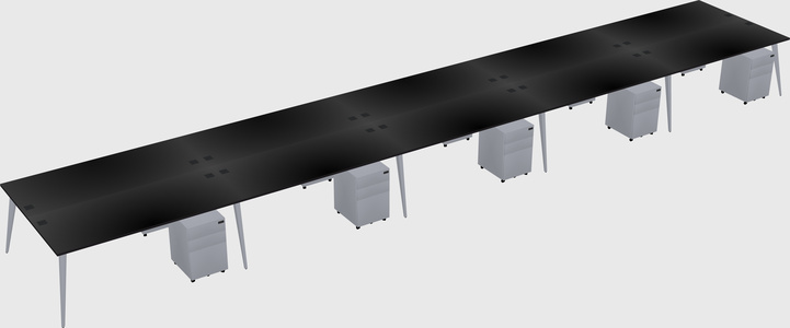 Shared rectangular office desk system