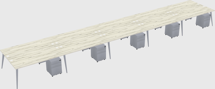 Shared rectangular office desk system