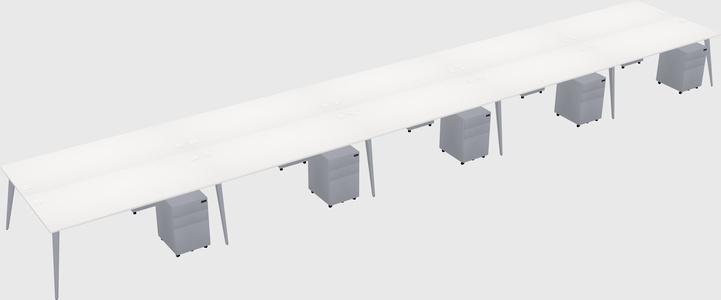 Shared rectangular office desk system
