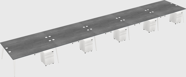 Shared rectangular office desk system