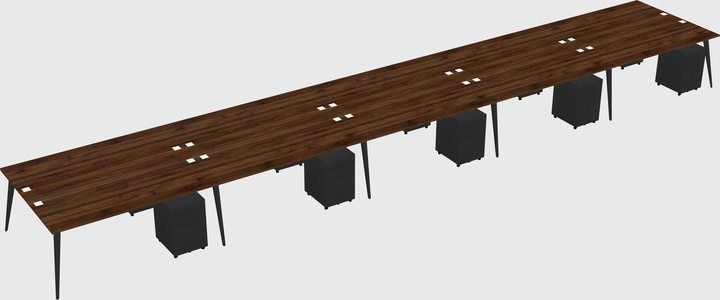 Shared rectangular office desk system