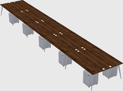 Shared rectangular office desk system