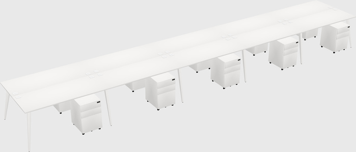 Shared rectangular office desk system