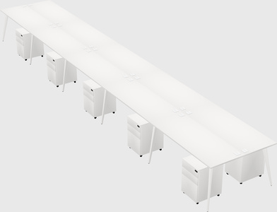 Shared rectangular office desk system