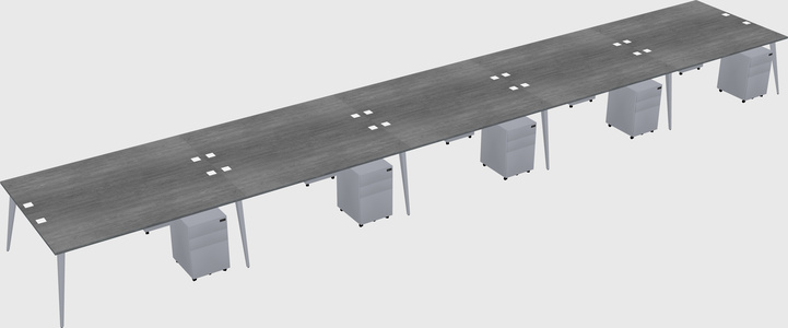 Shared rectangular office desk system