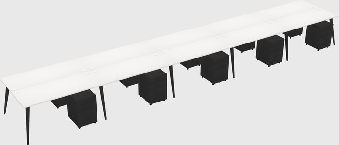 Shared rectangular office desk system