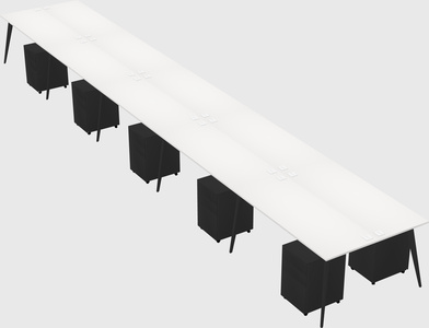 Shared rectangular office desk system