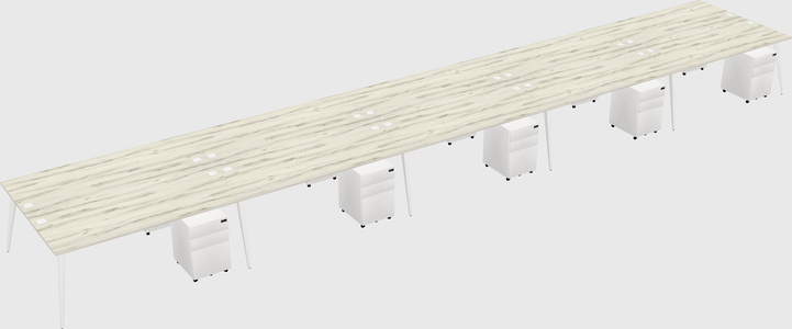 Shared rectangular office desk system