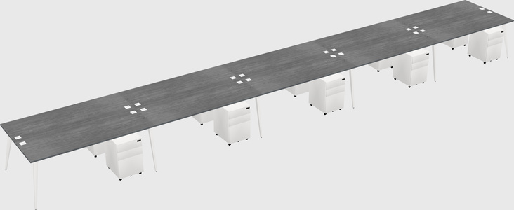 Shared rectangular office desk system