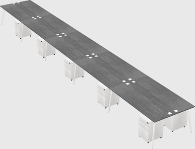 Shared rectangular office desk system