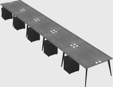 Shared rectangular office desk system