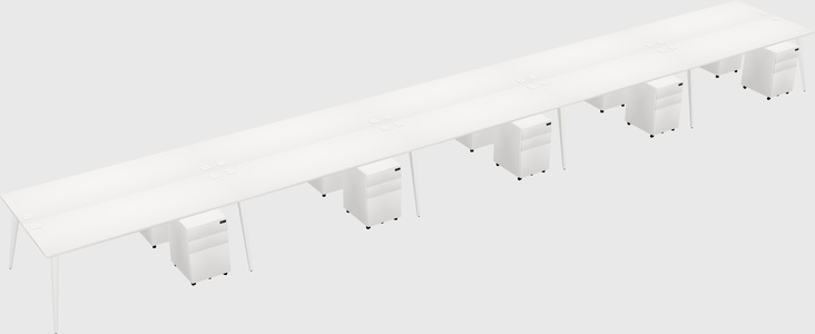 Shared rectangular office desk system