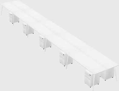 Shared rectangular office desk system