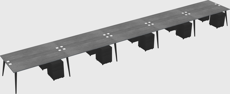 Shared rectangular office desk system