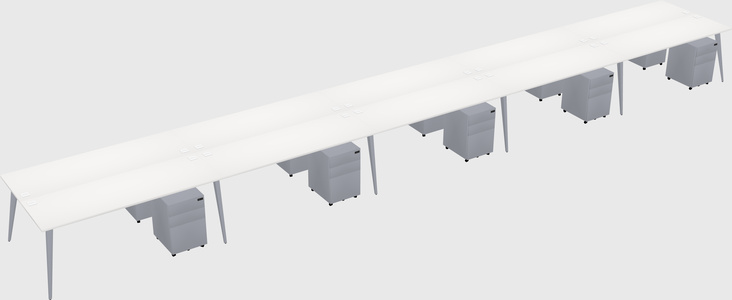 Shared rectangular office desk system