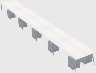 Shared rectangular office desk system