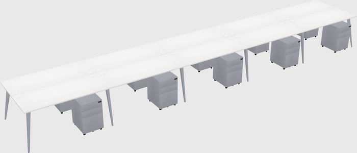 Shared rectangular office desk system