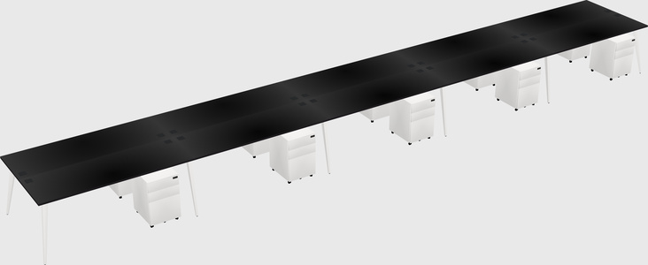 Shared rectangular office desk system