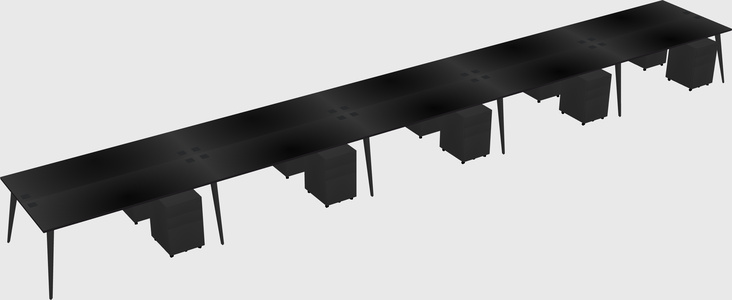 Shared rectangular office desk system