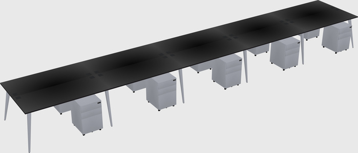 Shared rectangular office desk system
