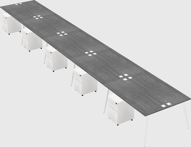 Shared rectangular office desk system