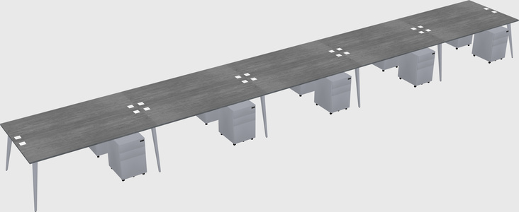 Shared rectangular office desk system