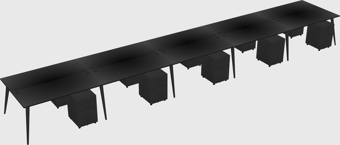 Shared rectangular office desk system