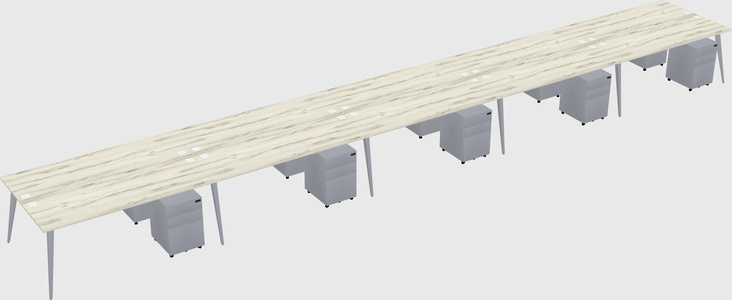 Shared rectangular office desk system