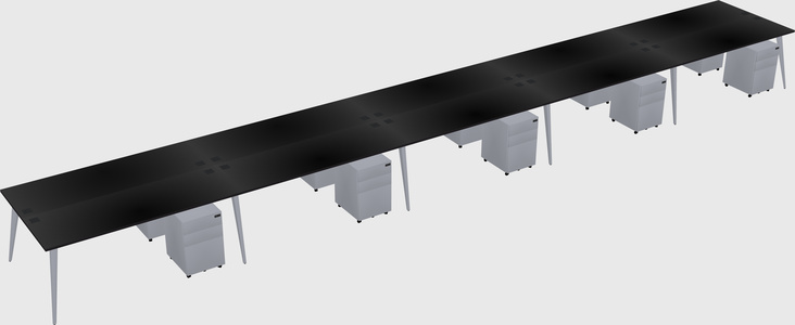 Shared rectangular office desk system