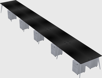 Shared rectangular office desk system