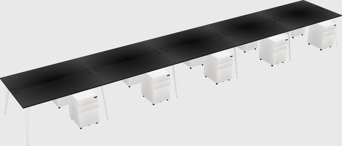Shared rectangular office desk system