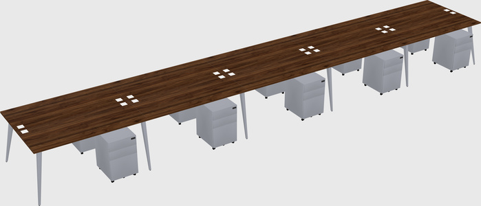 Shared rectangular office desk system