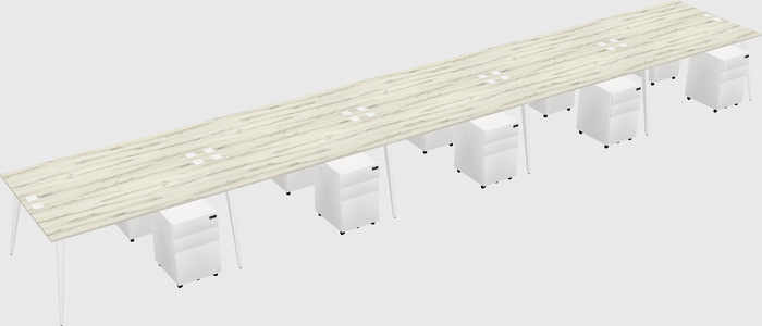 Shared rectangular office desk system