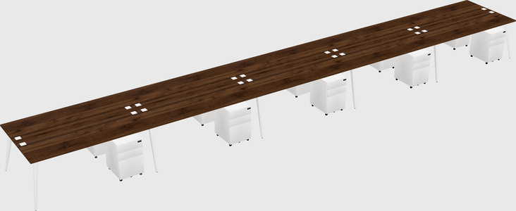 Shared rectangular office desk system