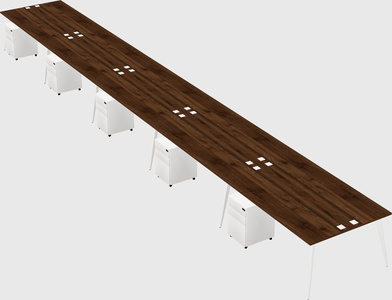 Shared rectangular office desk system