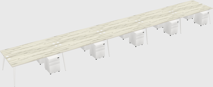 Shared rectangular office desk system