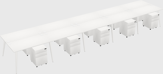 Shared rectangular office desk system