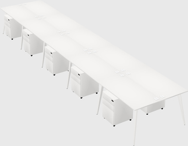 Shared rectangular office desk system