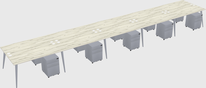 Shared rectangular office desk system