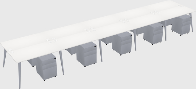 Shared rectangular office desk system