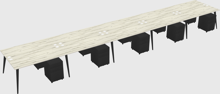 Shared rectangular office desk system