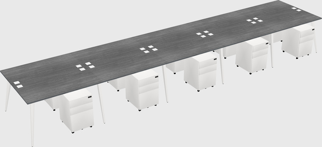 Shared rectangular office desk system