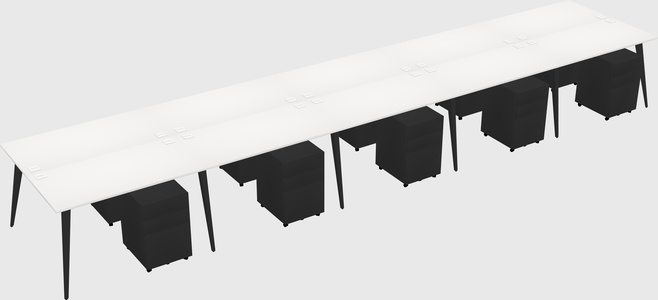 Shared rectangular office desk system